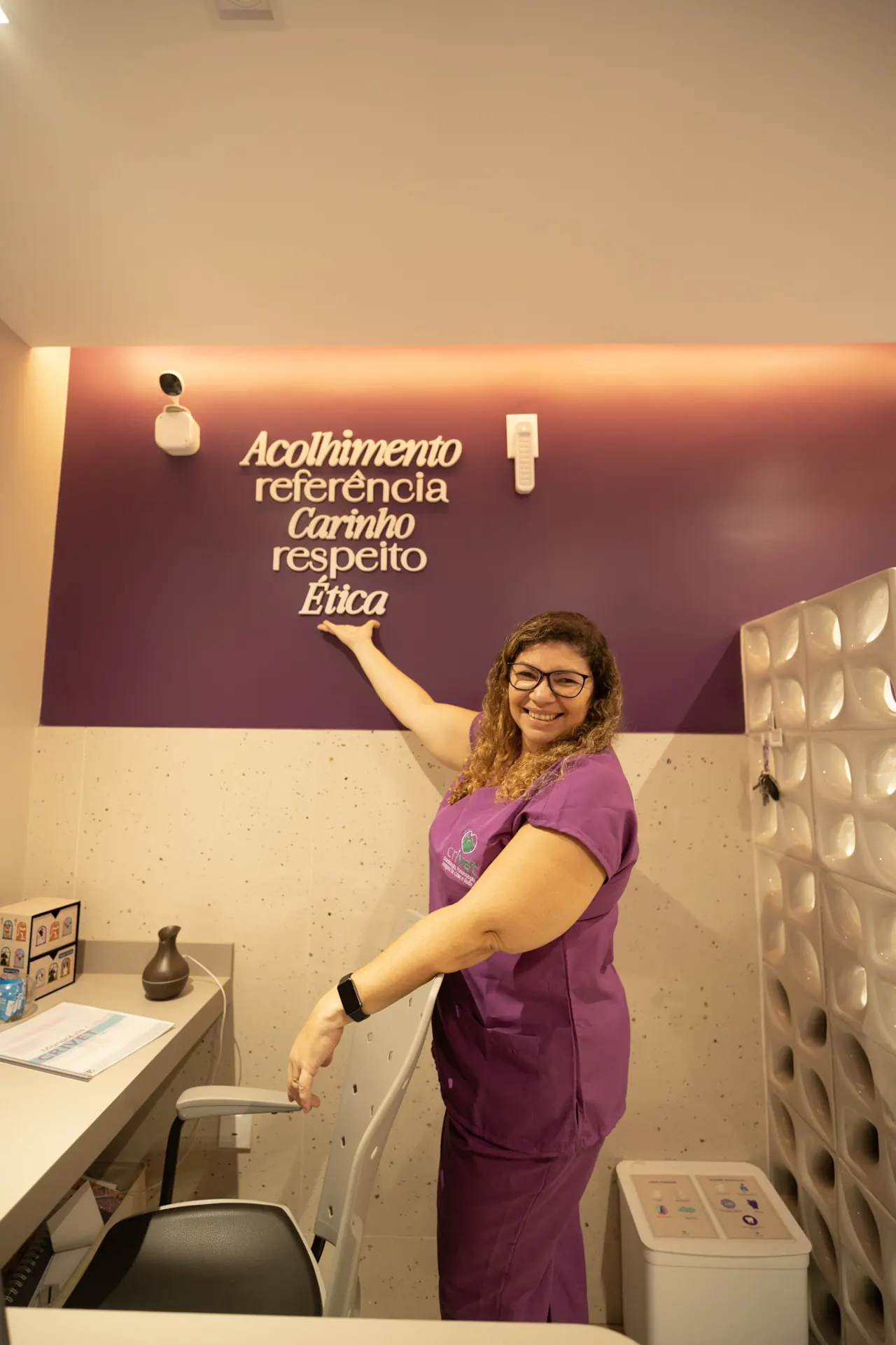 Parede com os valores da clínica